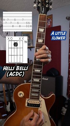 Hells Bells by ACDC is a fun and easy riff to play! Here it is up close with tabs and chord shapes to make it even easier! #guitarlesson #hellsbells #acdc #guitartabs | Anthony Parker and the Near Life Experience