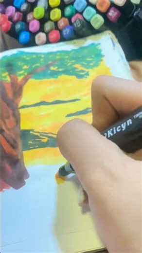 DOODLING NATURE USING ACRYLIC AND ALCOHOL MARKERS #mydoodleworld #art #easydoodles #shorts