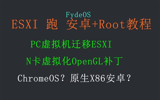 vSphere入门④在ESXI上安装FydeOS，运行安卓并Root。安卓虚拟化各方案情况说明