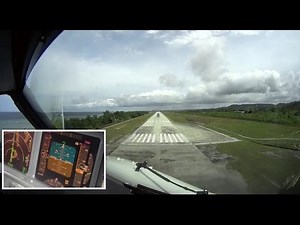 COCKPIT VIEW VISUAL APPROACH BIAK