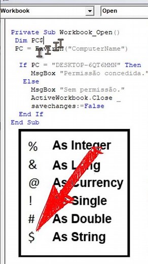 Como descobrir nome do PC e usuário logado / Excel VBA