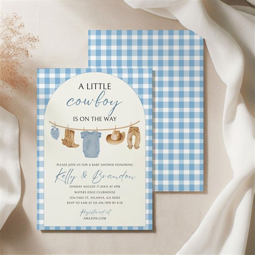 Cowboy Baby Shower Invitations Digital Download, Custom Invite, Personalized Western Party, Boy, Blue, Instant Editable Template - Etsy