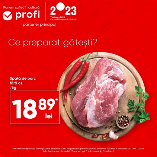 40K views · 869 reactions | Pentru că urmează zile de sărbătoare, tu cu ce preparat îți aștepți musafirii?  Vino în magazinele Profi și bucură-te de super preț la spată porc vrac, pentru preparate care vor face furori.  | Profi | Facebook
