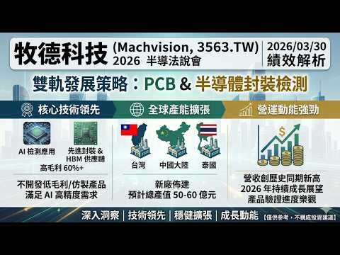 牧德(3563.TW) 20260330法說會：AI檢測需求爆發，雙軌布局推升半導體與PCB成長動能 #牧徳 #先進封裝 #台股 #股票 #法說 #法說會 #pcb #設備 #台積電