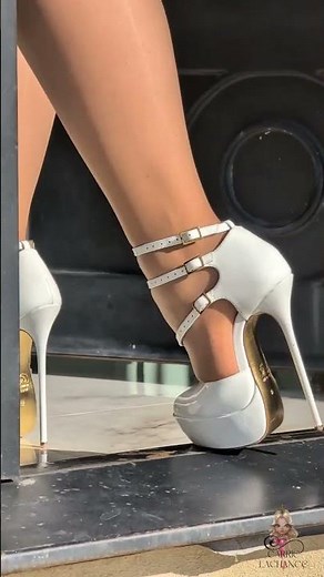 All-White Outfit Walk in Sky-High Strappy Heels 👠✨ with Carrie LaChance