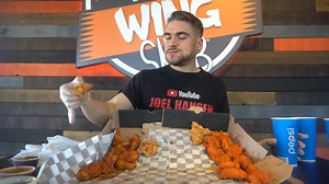 UNDEFEATED Chicken Wing Challenge! Today Joel Hansen takes on a giant chicken wing challenge, featuring 50 boneless wings and many spicy sauces. we would get the meal for free if we were to complete it! | Joel Hansen - Model Vs Food