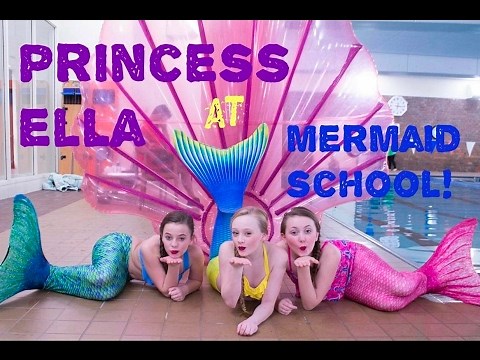 Princess Ella & Friends Visit Real Life Aqua Mermaid School and Learn to Swim like Real Mermaids.