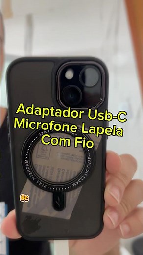 Adaptatador Microfone de Lapela com Fio usc-c iPhone 15 16 #microfonedelapela #iphone15 #usbc