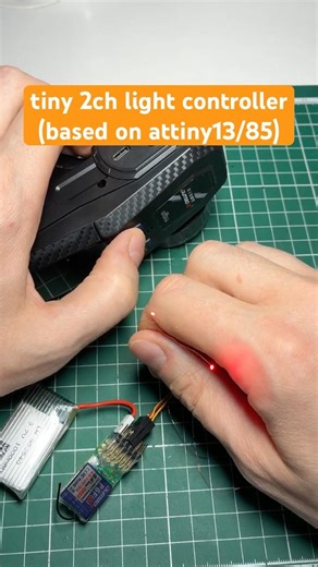 tiny 2ch light controller for an RC 2.4MHz receiver (based on attiny13/85) #rc #diy #poweredbyme