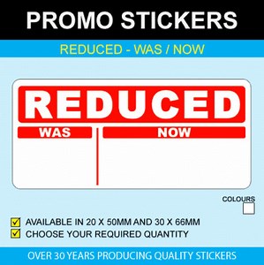 Reduced Was / Now Stickers  | eBay UK