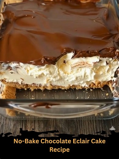 No-Bake Chocolate Eclair Cake ✨ Find the full recipe on my page — look for the recipes under my profile picture!⬆️