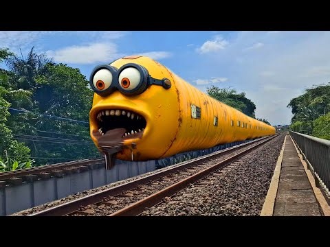 WADIDAWW‼️ KERETA API PANJANG BERUBAH MENJADI MINION EXE LUCU 😂