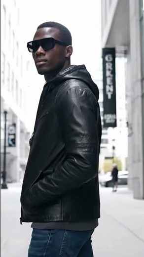 Men’s Black Leather Hooded Biker Jacket | Premium Real Leather Slim Fit