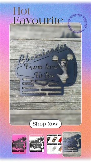 Megaphone Cheerleader Hair Tie Hanger - Steel Wall-Mounted Display for Cheer Athletes