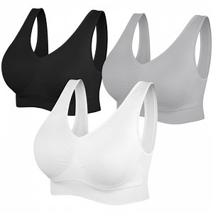 Comfortable Bra,3 Pack Seamless Removable Pads Sleep Bras,Yoga Bra,Sports Bras for Women - Walmart.com