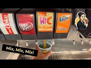 Mixing Drinks at Soda Fountain Machine | Hi-C, Powerade, Coke, Pepsi, Dr. Pepper, 7UP, Fanta, Sprite