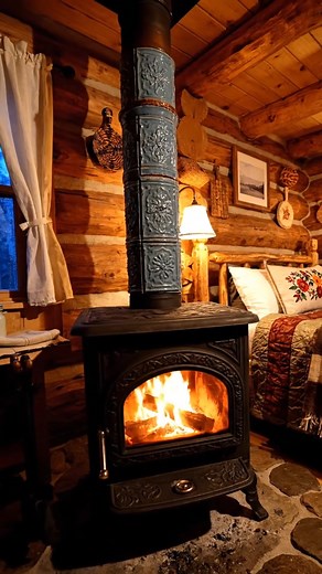 Could You Take Shelter in This Cabin During a Windy Storm? Strong winds outside highlight how safe and warm the interior feels, turning the cabin into a comfortable hideaway. | Mountain Cabin