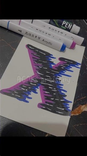 How to Draw Neon Letter X ✨ Easy & Satisfying Art #shorts #shortsfeed #art