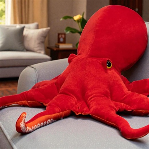 Realistic Octopus Plush Toy – Soft Red Ocean Stuffed Animal, Cute Marine Plushie Decor Gift - Etsy