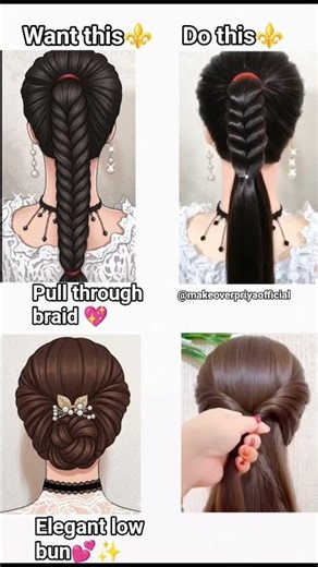 2 Easy & Viral Hairstyles 💖 Pull Through Braid + Elegant Low Bun ✨ Perfect for Every Occasion