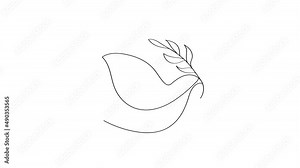 Peace symbol dove of peace. concept no war. one line art video