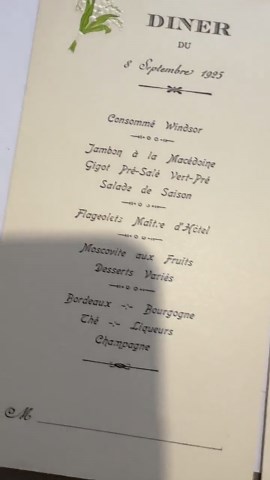 Antique French Dinner Menu Set (4) – 1925 Art Deco Place Cards – Vintage French Banquet Menu – Hand Embossed Floral Table Cards