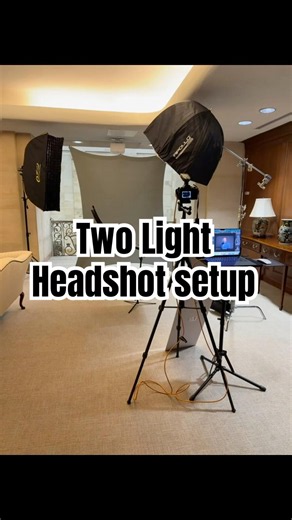 Simple two light headshot setup #headshotphotography #behindthescenes