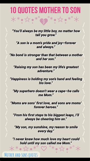 10 beautiful quotes for your lads, share one each day x | Mother And Son Quotes