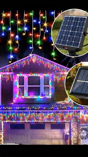 Solar Christmas Curtain Lights ✨ #christmasdecor #christmasdecorations #christmas #christmasiscoming