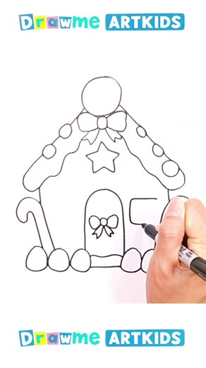 Cute Gingerbread House Drawing 🍭 | Kids Shorts