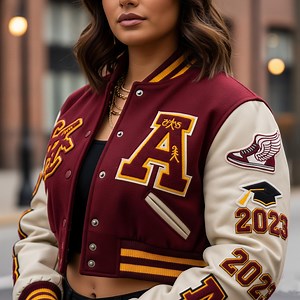 Custom Varsity Jacket for Women – Crop Top Varsity Personalized Letterman Wool Jacket – Stylish Graduation Gift, Customizable Embroidery - Etsy