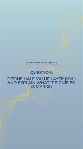 Dr Michael Nel | Learn Radiology Physics on Instagram: "The half-value layer (HVL) is the thickness of a specified material (usually aluminium in diagnostic radiology) required to reduce the intensity of an x-ray beam to half of its original value. HVL signifies the penetrating power or beam quality of the x-ray beam. A larger HVL indicates a more penetrating, higher-energy beam, while a smaller HVL indicates a softer beam. It is therefore used as a measure of beam quality and filtration, rather