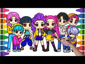 How To Draw KPop Demon Hunters Characters | Saja Boys and Huntrix Cute Version Coloring Pages
