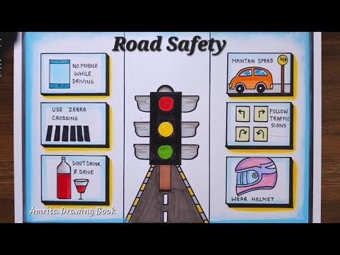 National Road Safety Day Poster Drawing/Road Safety Week Poster/Road Safety Drawing for competition