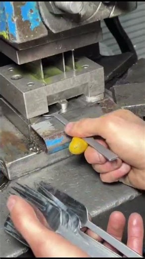 One Press Turns Flat Metal Into a Perfect Fork 😱 #shorts