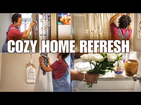 CLEAN & DECORATE WITH ME | Cozy Kitchen & Bathroom refresh without the clutter✨