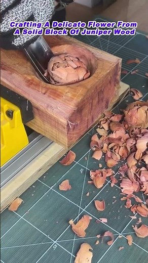 Crafting A Delicate Flower From A Solid Block Of Juniper Wood