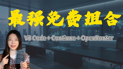 最强免费组合：VS Code   Continue   OpenRouter