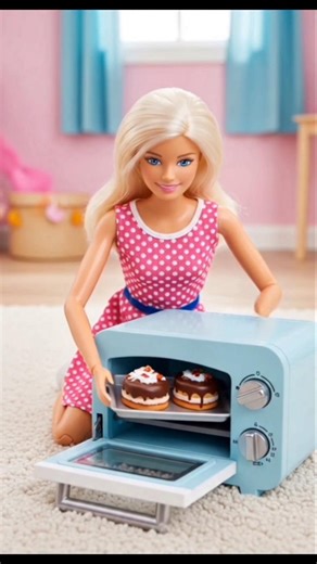 Cute Barbie Doll Cooking in Mini Kitchen 🍳 | Funny Toy Cooking Video”