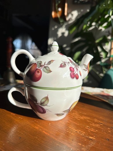 Vintage 1980s Lane End Pottery Tea for One Set | Fine Bone China | Fruit Pattern | Made in England - Etsy