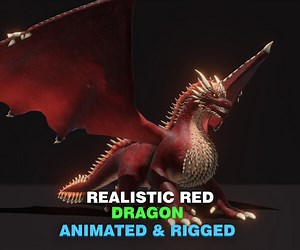 ArtStation - Realistic Red Dragon Animated Low-poly 3D Model | Game Assets