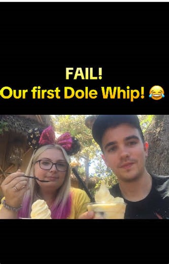 Fail! 😂 Cameron is such a lemon! 🍋 I guess that’s why we are called the Disney Lemons! We enjoyed our first ever Dole Whip despite this little fail 😛 #fail #fyp #disneyvlog #dolewhip #disney