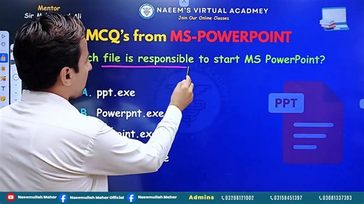 Lec no 44 MCQs on #PowerPoint computer 🖥️ By sir Muhammad Ali Kolachi sb | Naeemullah Mahar