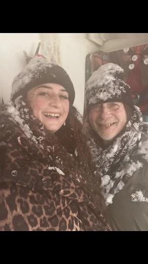 Caught in the snow blizzard on the first dog walk of the day ❄️
