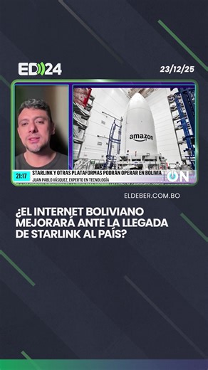 Juan Pablo Vásquez, experto en tecnología, explica cómo funciona el servicio de internet en el país y qué factores influyen negativamente en su calidad. Señala que esta medida no mejorará el internet de forma directa, pero sí tendrá un impacto indirecto: obligará a los proveedores a optimizar sus servicios, ofrecer una mejor propuesta de valor y empujaría al Estado a realizar mayores inversiones para lograr conexiones más eficientes. 📌Manténgase informado en www.eldeber.com.bo #ElDeber #Starlin