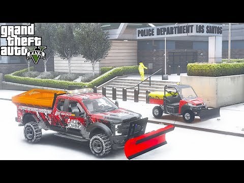 Ace Towing F-350 & ATV Plowing Snow For Police Station in GTA 5