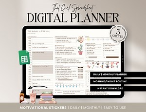 ADHD Digital Planner | That Girl Spreadsheet Template | Daily, Monthly ADHD Planner | Editable Self Care Planner | 2025 That Girl Planner - Etsy
