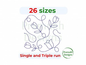 Tulip End to End Quilting Embroidery Design | Edge to Edge Quilt Block for Longarm and Embroidery Machines - Etsy