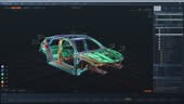 3D Graphics Visualization with Electric Car Frame Being Developed in...