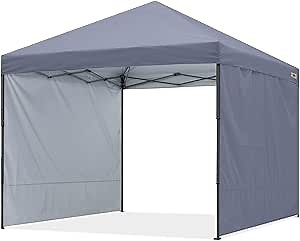 ABCCANOPY Easy Pop up Canopy Tent with 2 Sidewalls for Outdoor Sun Blocking or Rain Protection, 6X6, Gray